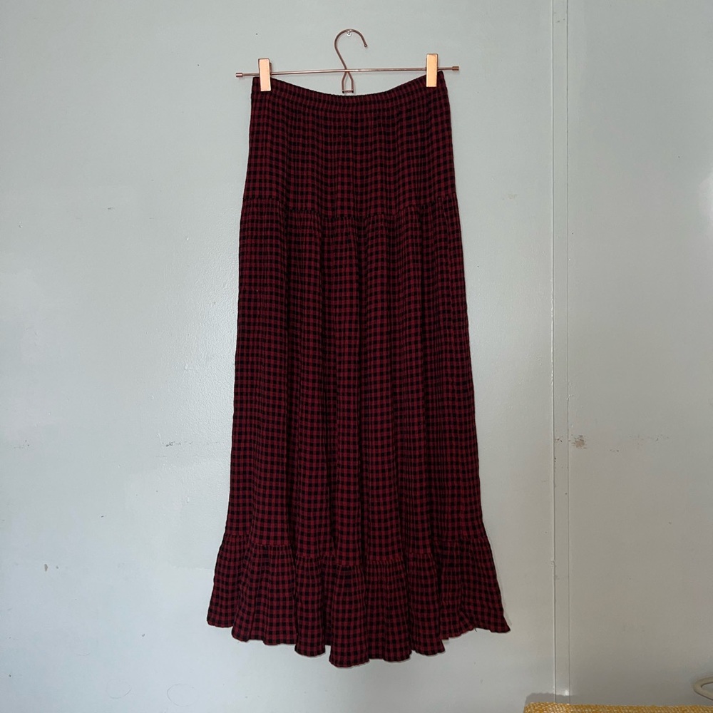 Black and Red Checkered Skirt